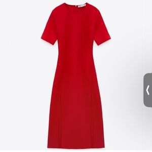 Red Zara midi dress with slit NWT